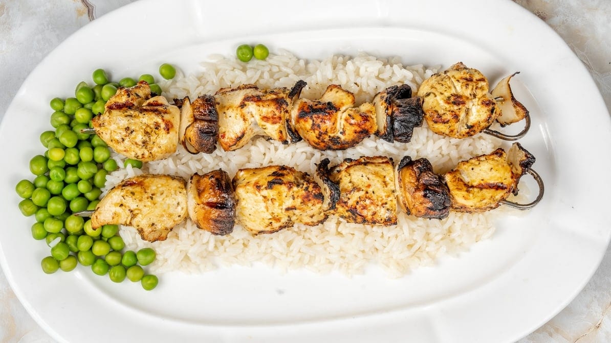 Chicken Shish Kebab Dinner.